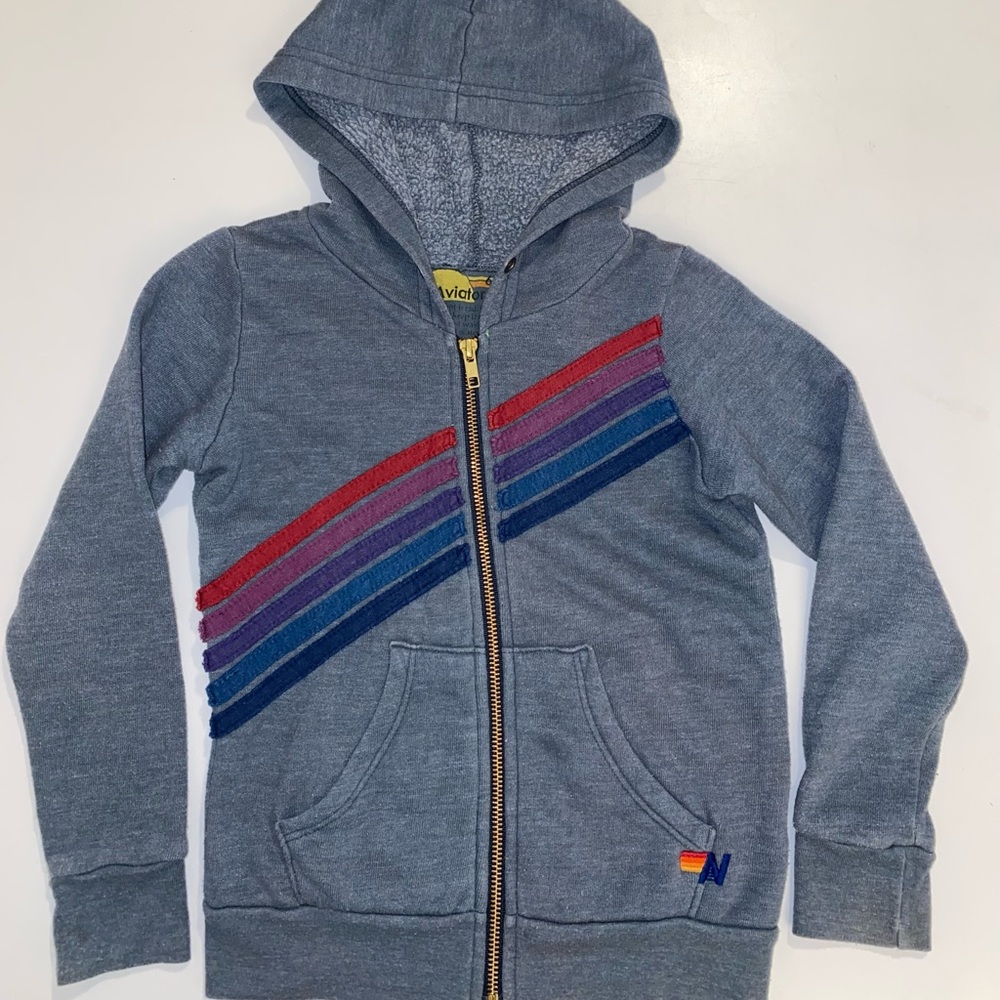 VGUC AVIATOR NATION 5 STRIPE HOODIE KIDS SZ 6